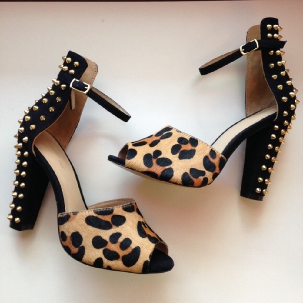 Zara leopard studded heels